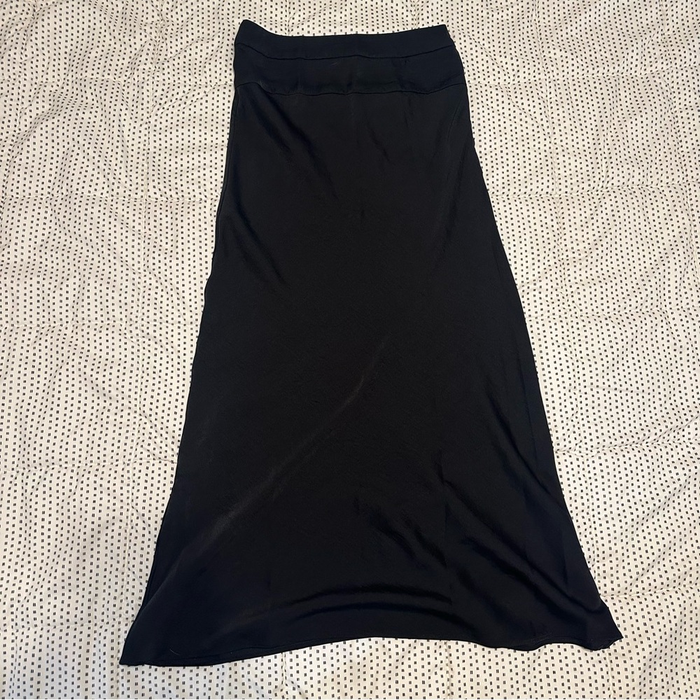 Black Midi Skirt with Tiered Waist